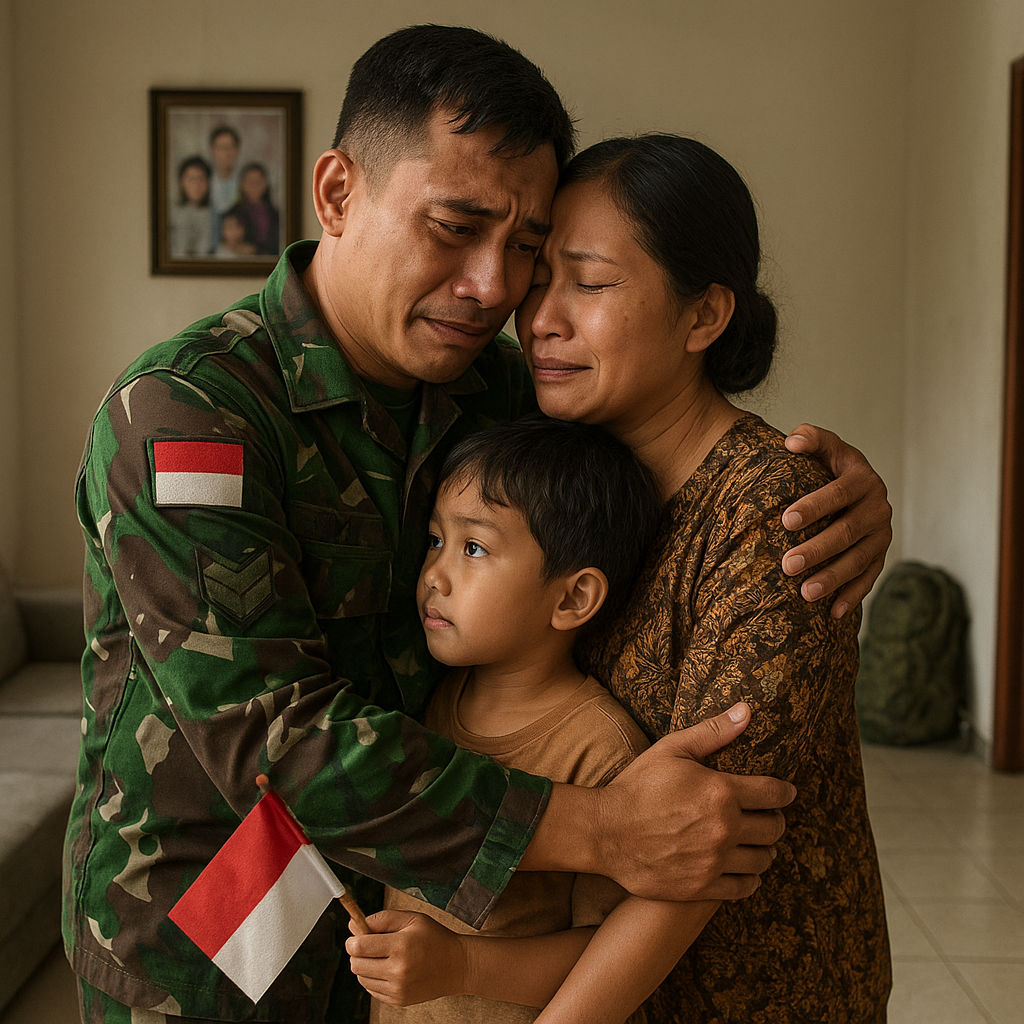Momen Perpisahan Prajurit dengan Keluarga sebelum Bertugas ke Daerah Perbatasan