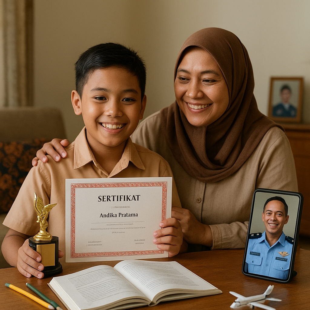 Anak Prajurit TNI AU Raih Prestasi Membanggakan di Tengah Keterbatasan Waktu Bersama Ayah