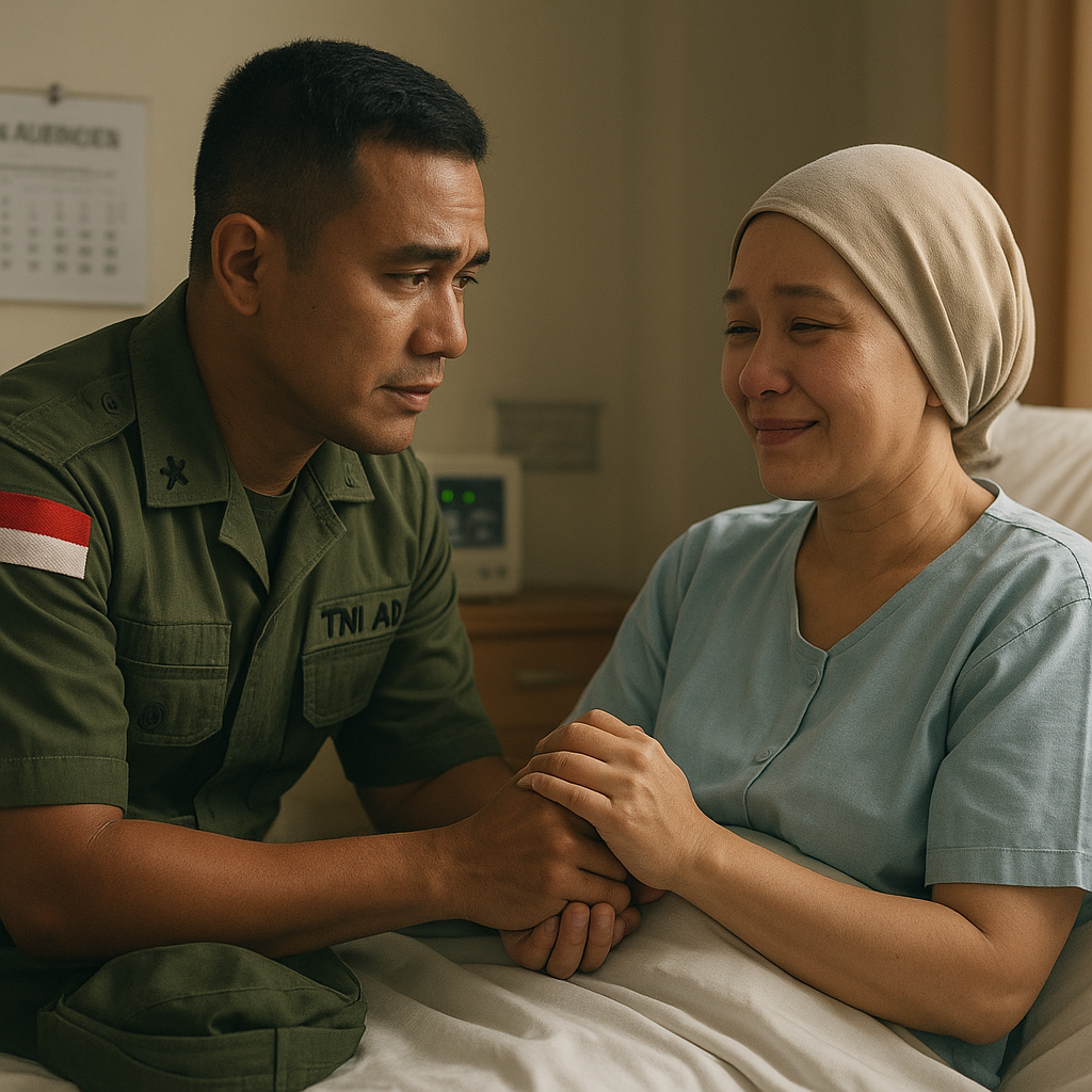 Suami Prajurit TNI AD Rawat Istri yang Sakit Kanker dengan Setia Sambil Tetap Menjalankan Tugas