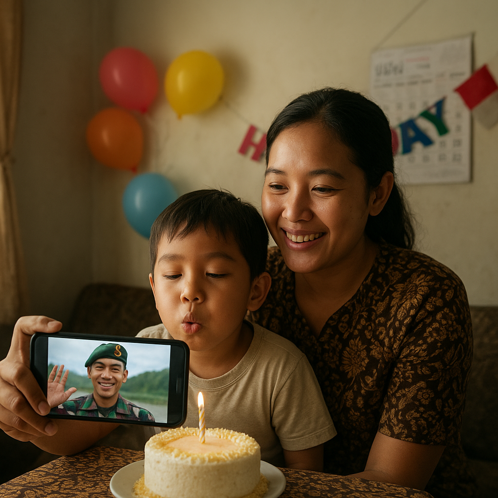 Kejutan Ulang Tahun Anak dari Ayah Prajurit yang Bertugas di Perbatasan