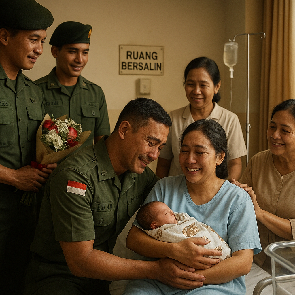 Prajurit TNI AD Menyambut Kelahiran Anak di Hari Tugas