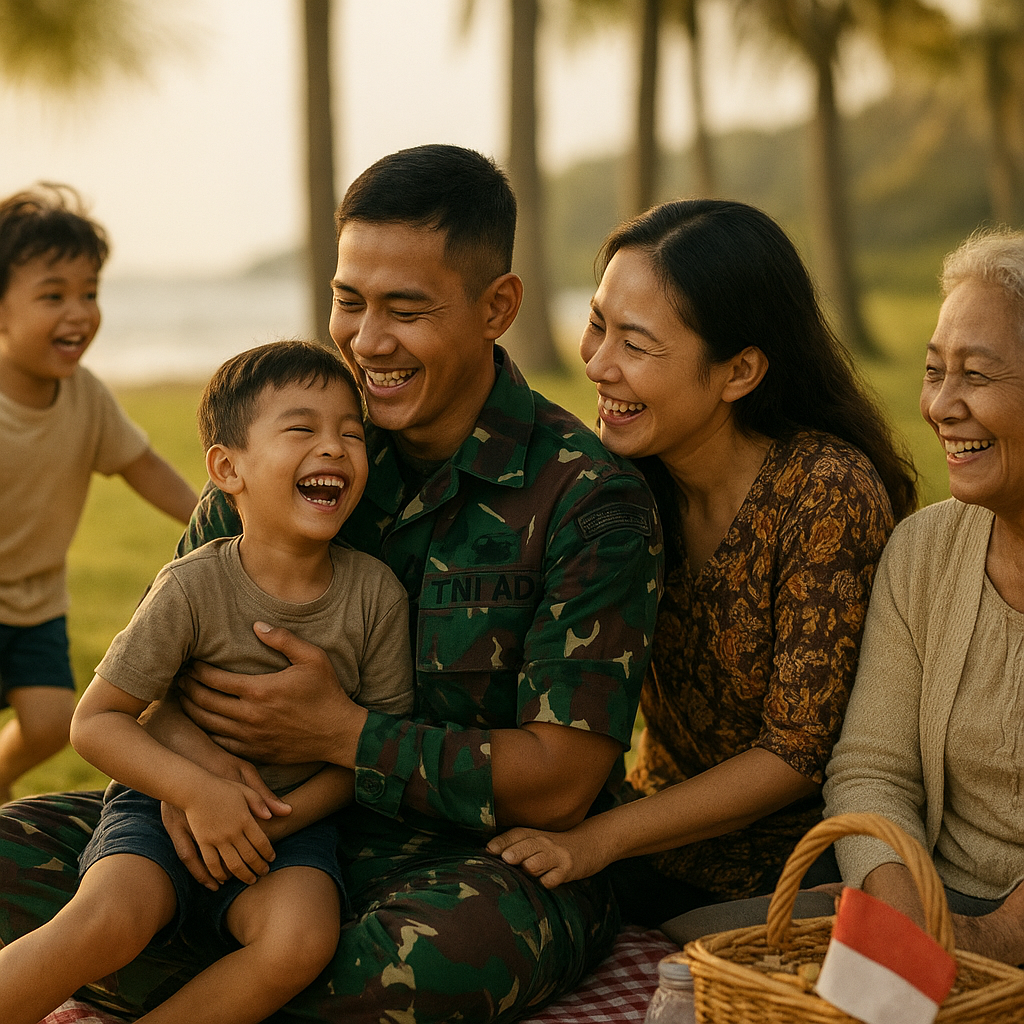 Prajurit TNI AD Berbagi Momen Liburan dengan Keluarga