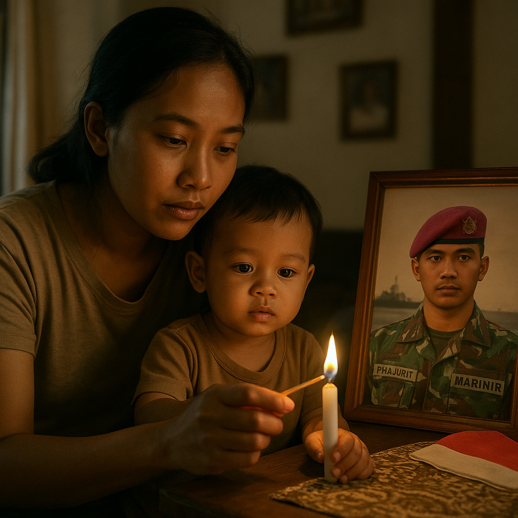 Diajarkan Nyalakan Lilin untuk Ayah, Anak Prajurit Marinir Ini Menunggu di Atas Kapal