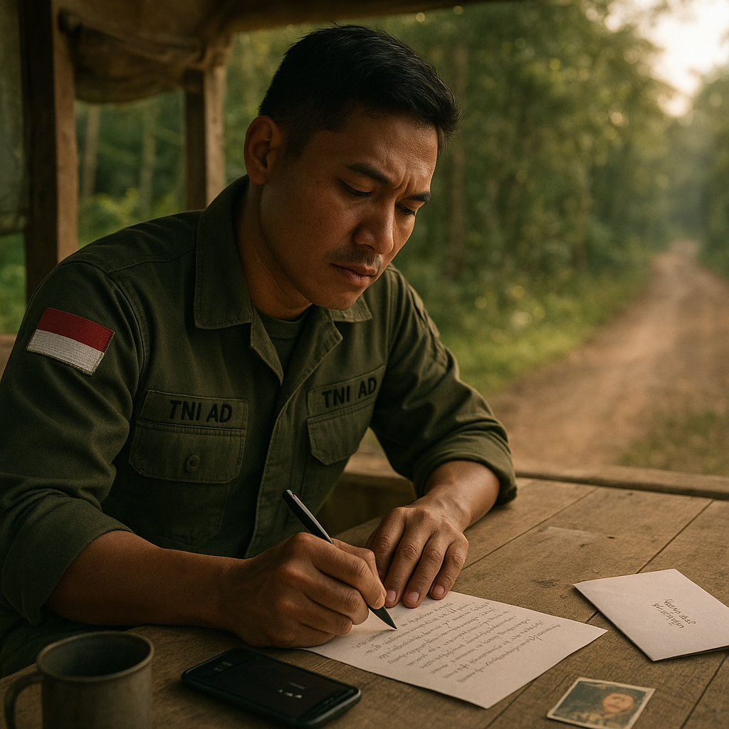 Valentine di Perbatasan: Prajurit TNI AD Kirim Surat Cinta Tangan Pertama untuk Istri setelah 8 Bulan