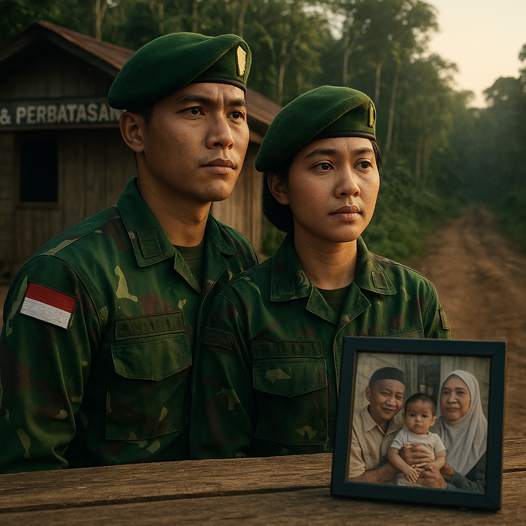 Suami-Istri Prajurit TNI AD Sama-sama Bertugas di Perbatasan, Anak Dititipkan ke Kakek-Nenek demi Negeri