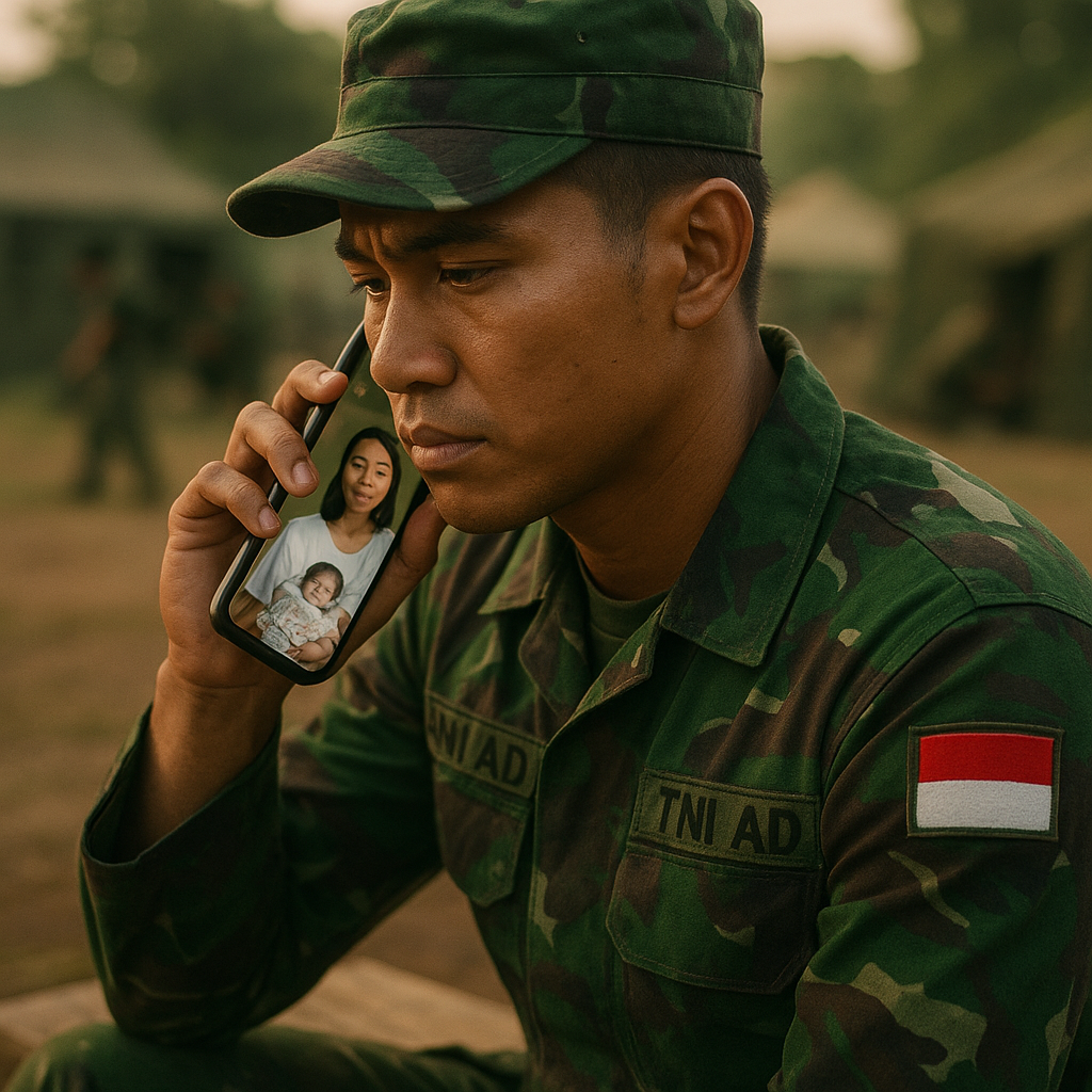 Prajurit TNI AD Bantu Persalinan Istrinya via Ponsel dari Lokasi Latihan