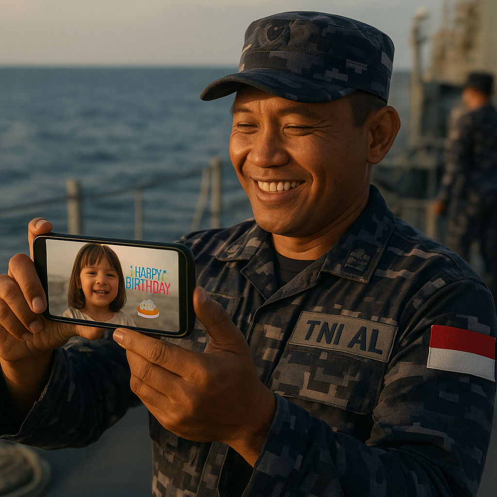 Kejutan Ultah dari Laut: Prajurit TNI AL Rekam Video untuk Anaknya yang Berulang Tahun