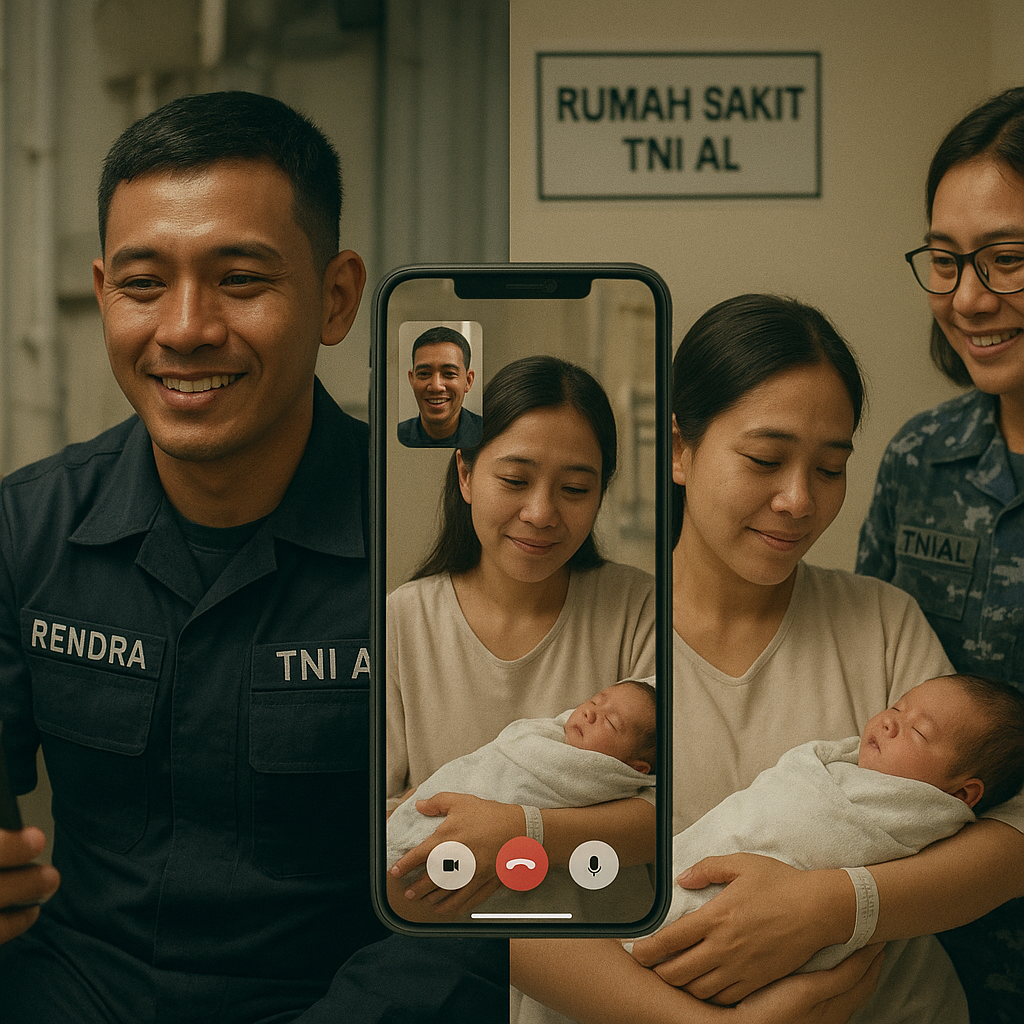 Kejutan Spesial dari Kapal Perang: Kopral Dua Rendra Sambut Kelahiran Anak Pertama via Video Call