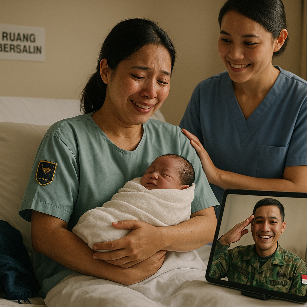 Kisah Haru Ibu Prajurit TNI AU Melahirkan, Suami Beri Kejutan dari Tempat Tugas