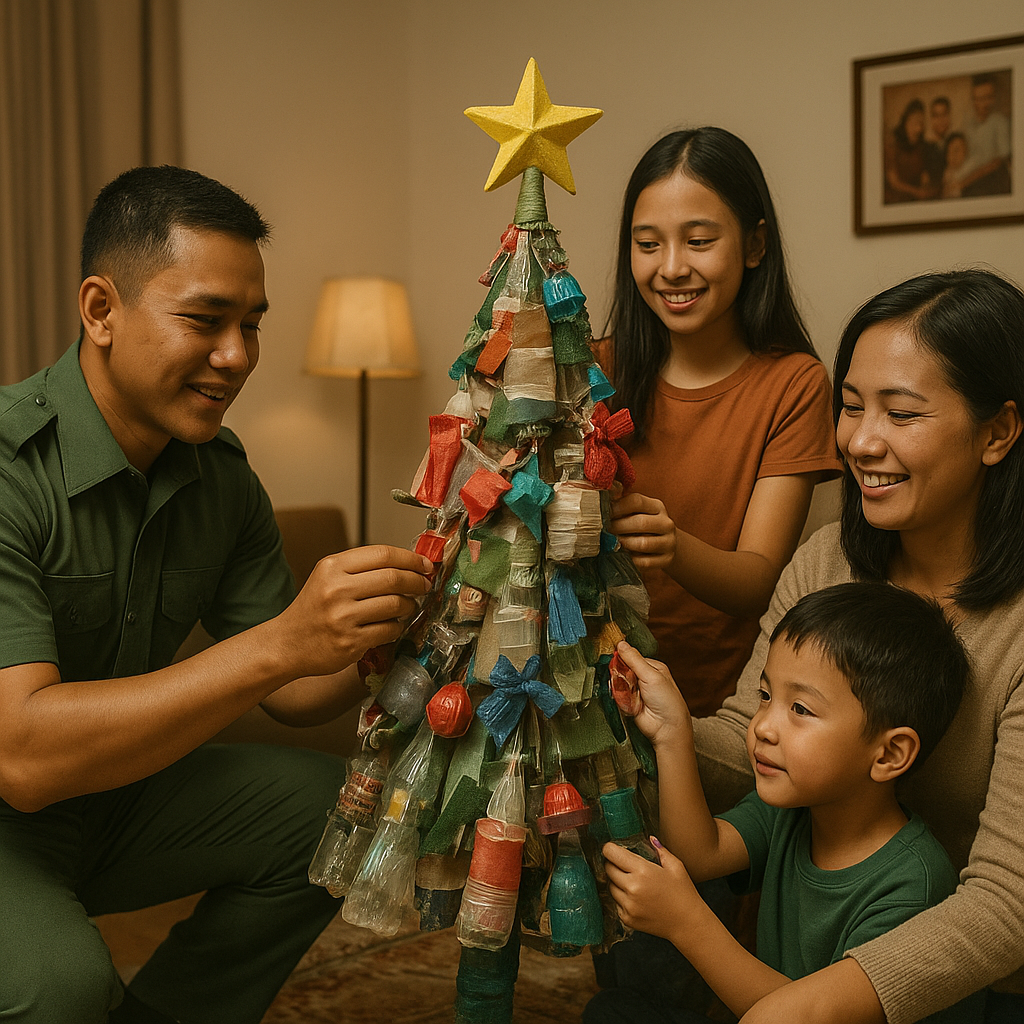 Pohon Natal dari Barang Bekas, Kreasi Keluarga Prajurit TNI AU di Perumahan Dinasku