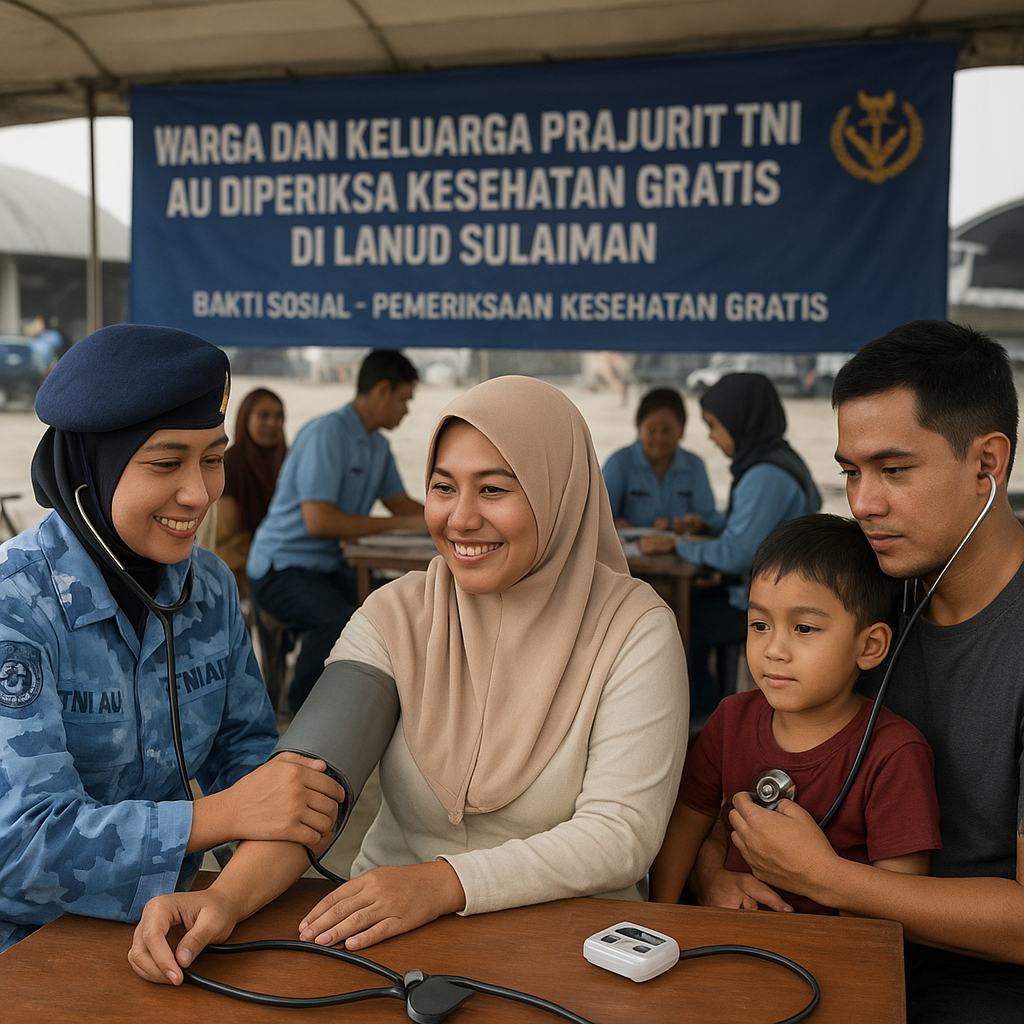 Warga dan Keluarga Prajurit TNI AU Diperiksa Kesehatan Gratis di Lanud Sulaiman