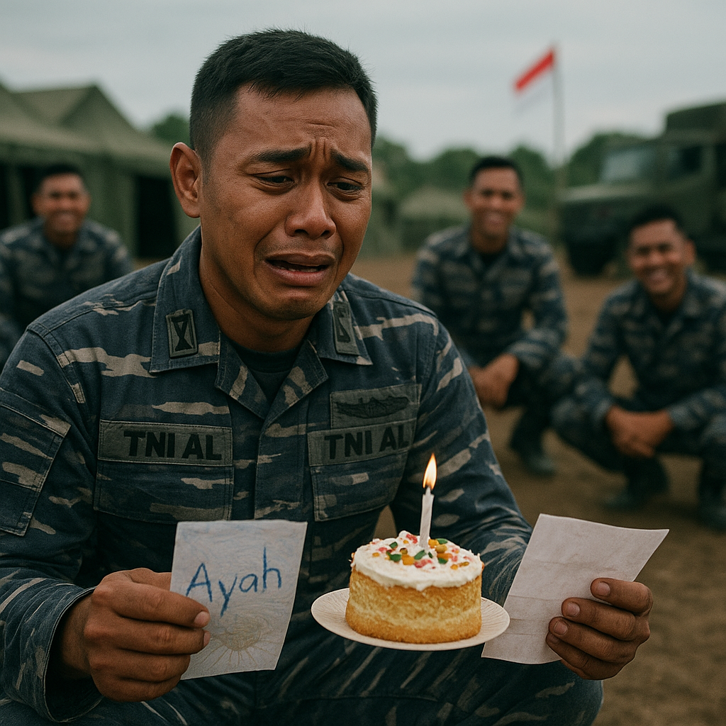 Kejutan Ultah di Medan Latihan: Kue dan Surat dari Anak-anak untuk Ayah Prajurit TNI AL