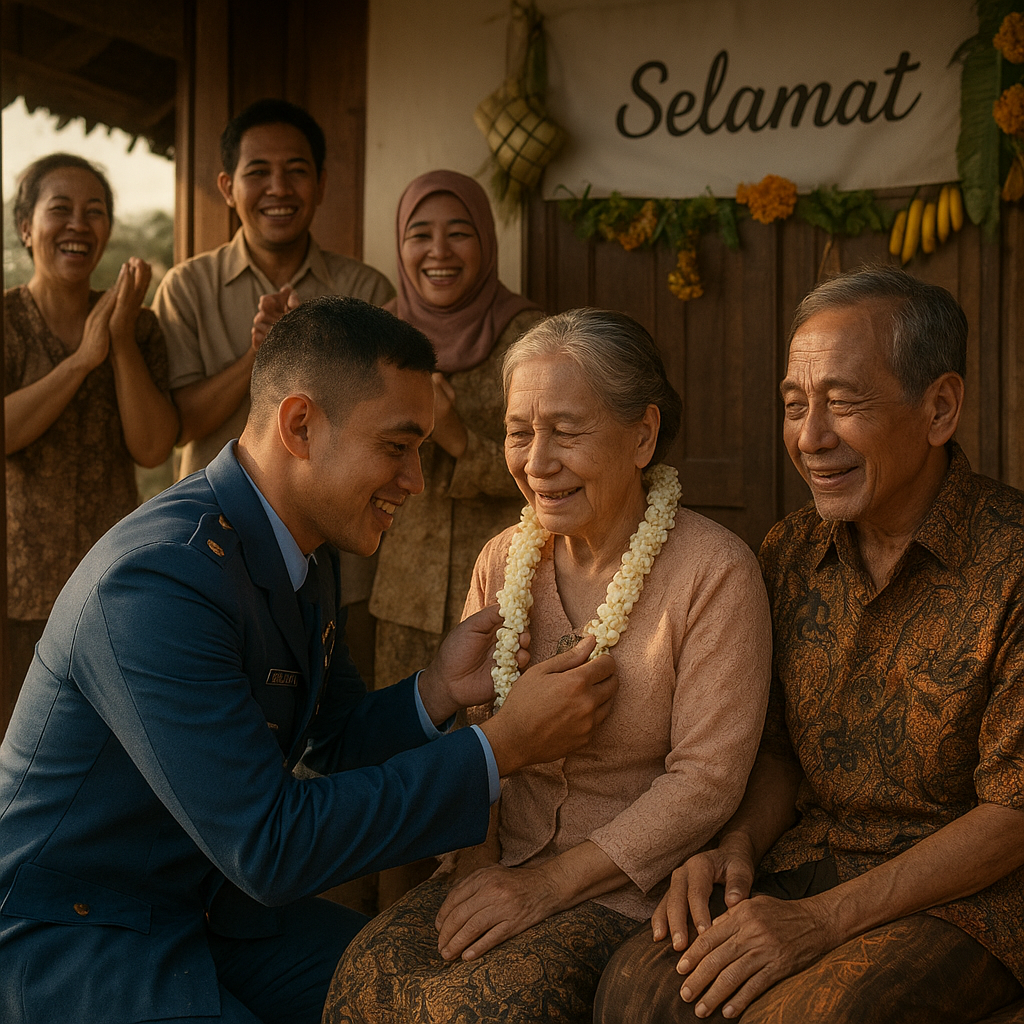 Prajurit TNI AU Kembali ke Kampung Halaman, Kejutan Pernikahan untuk Orang Tua yang Sudah Lanjut Usia