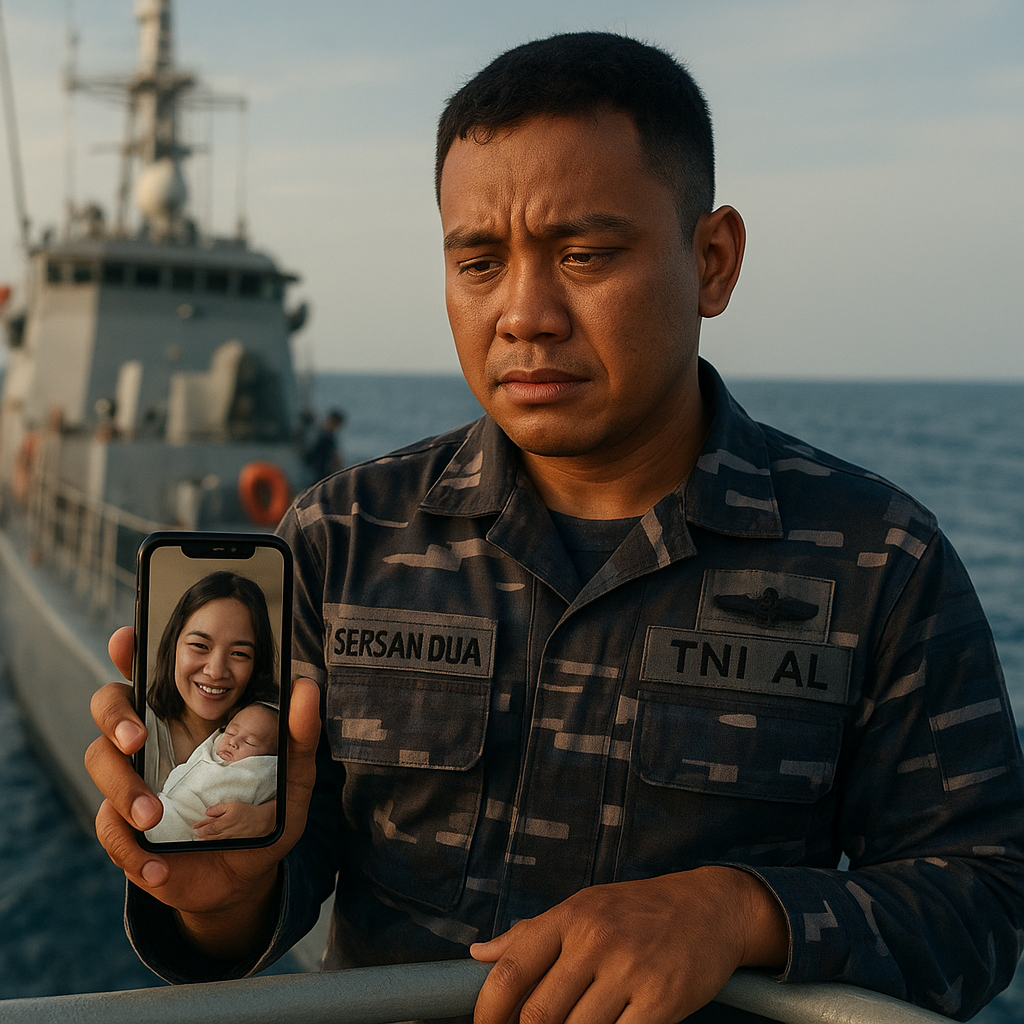 Kisah Haru Prajurit TNI AL yang Jadi Ayah via Video Call Saat Bertugas Jaga di Kapal Perang