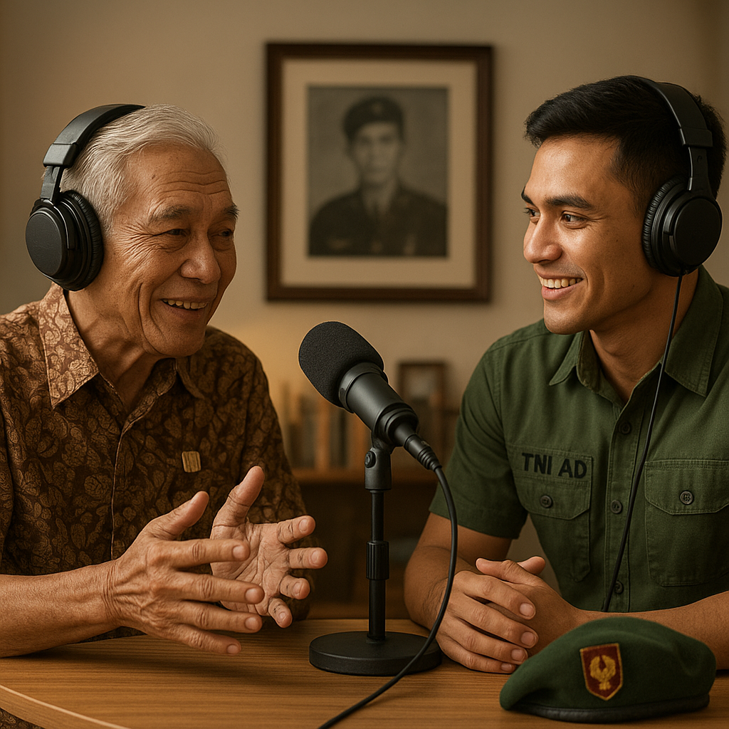 Kakek Veteran dan Cucu Prajurit TNI AD Berbagi Cerita Pengabdian dalam Podcast Keluarga