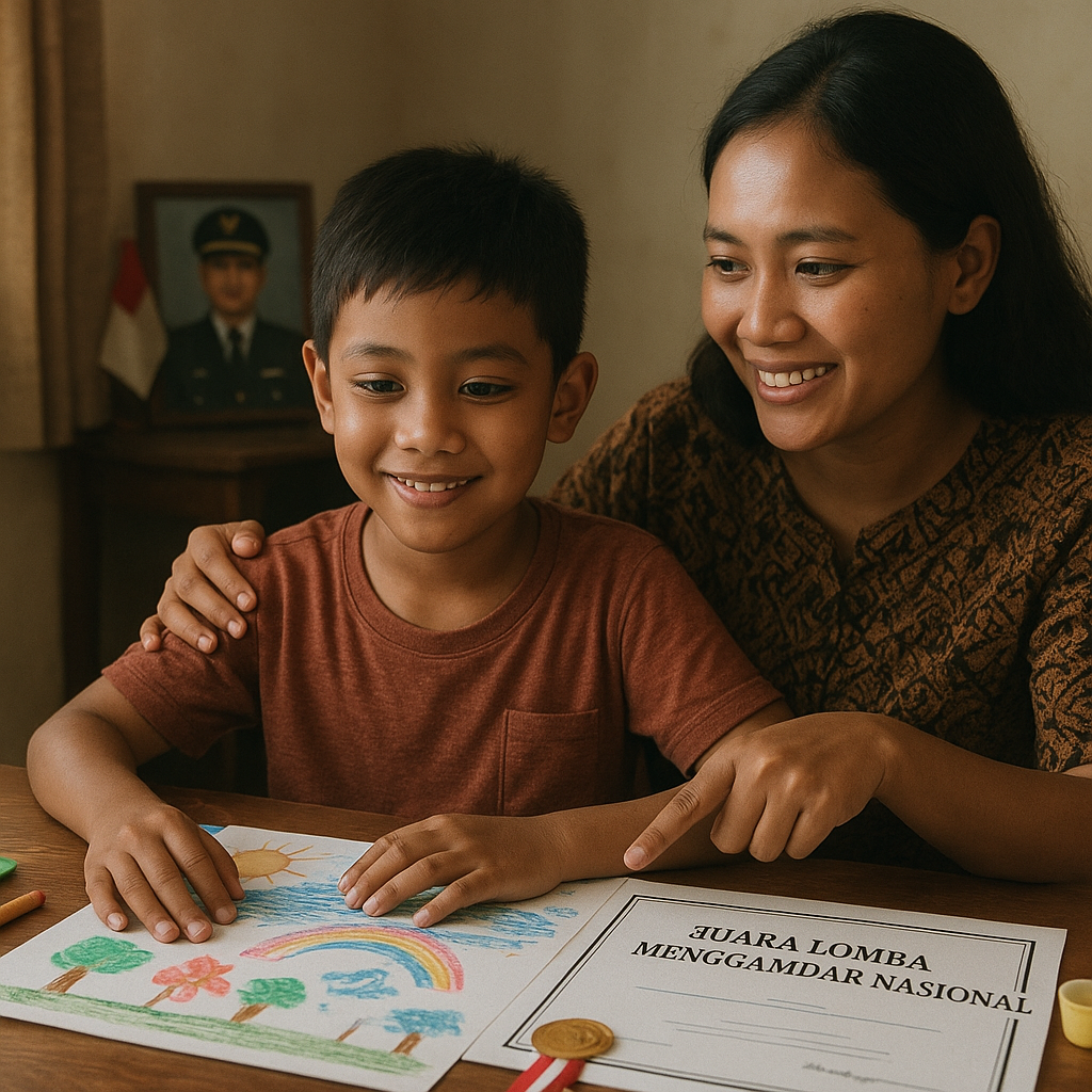 Anak Prajurit TNI AU Menyandang Autisme Raih Prestasi di Lomba Menggambar Nasional