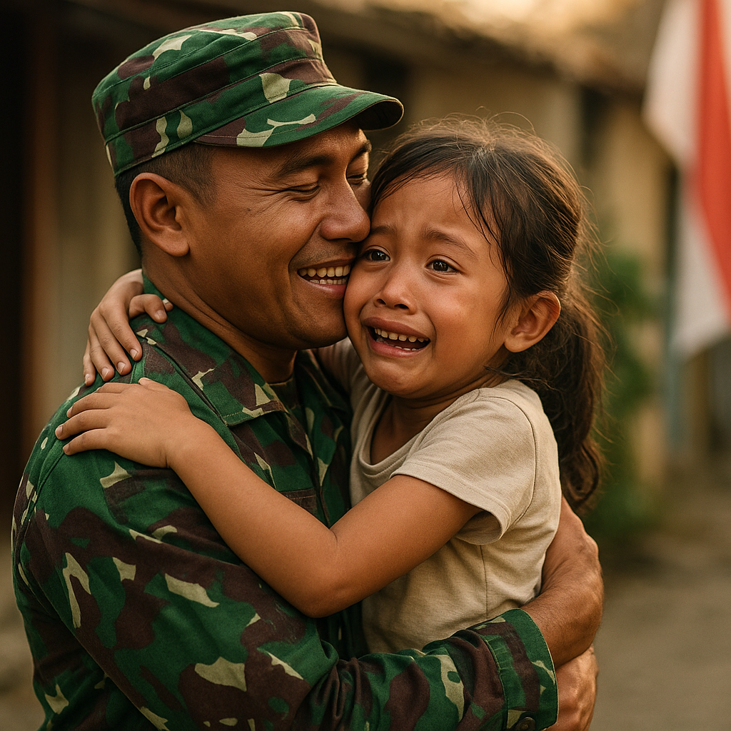 Momen Kejutan Pulangnya Prajurit TNI untuk Anaknya
