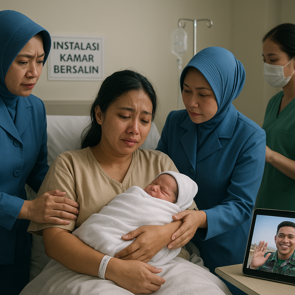 Istri Prajurit TNI AD Menjalani Persalinan Tunggal Saat Suami Bertugas di Perbatasan