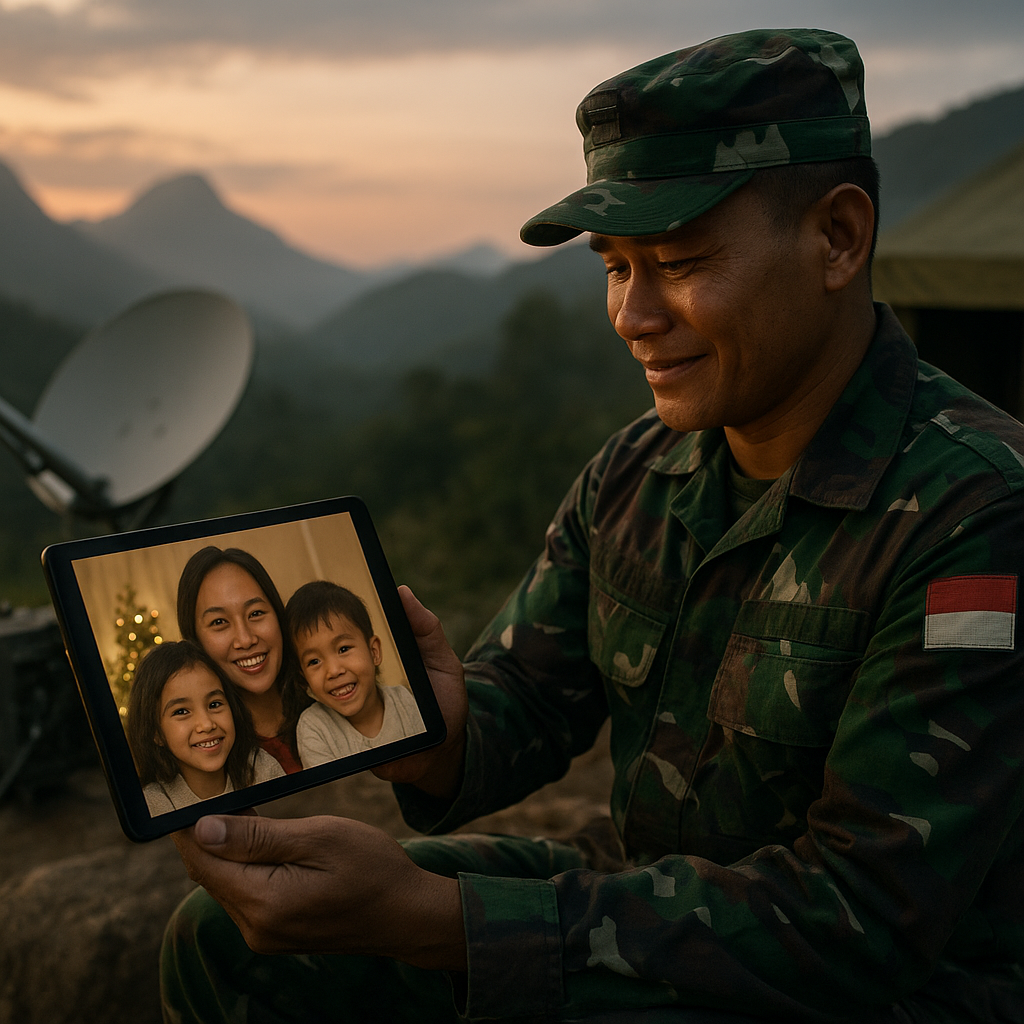 Kejutan Natal: Prajurit TNI AD yang Bertugas di Pegunungan Bintang Bisa Video Call dengan Keluarga Berkat Satelit