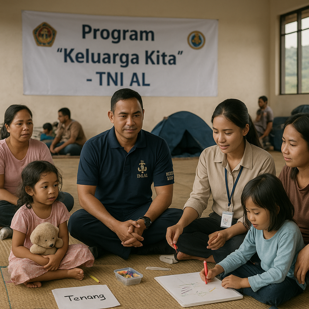 Program 'Keluarga Kita' TNI AL Memberikan Trauma Healing bagi Anak Korban Bencana Longsor