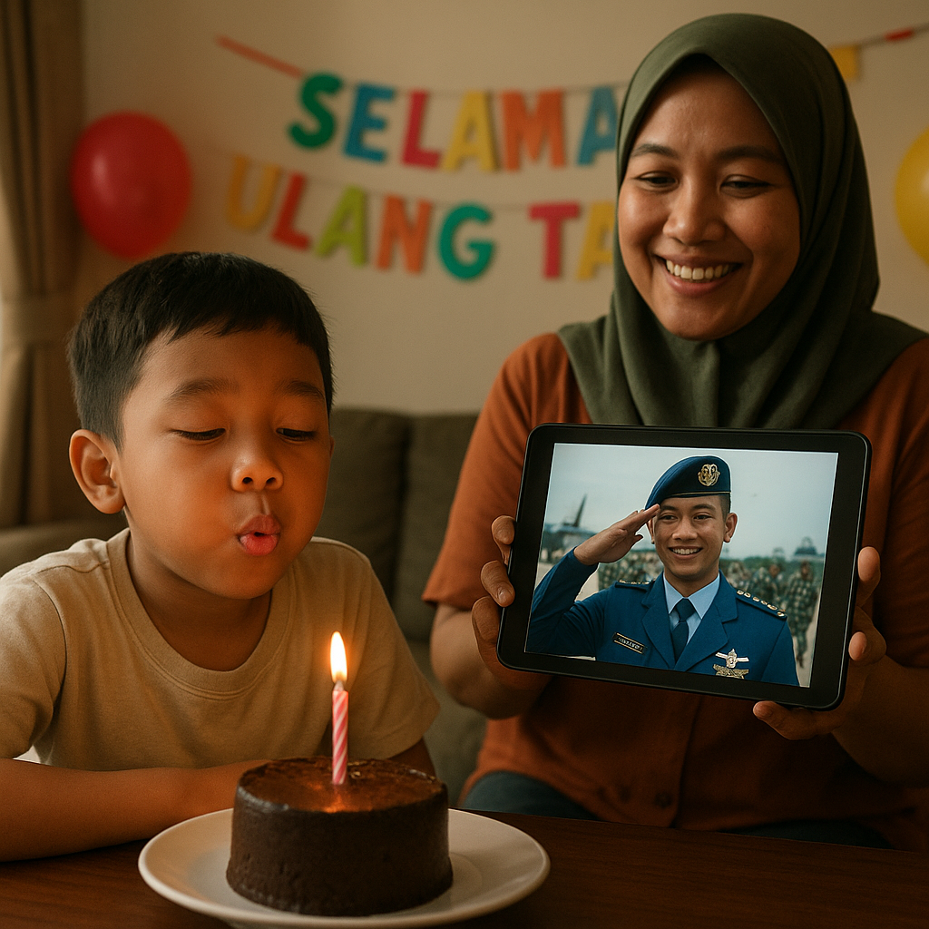 Kejutan Ulang Tahun dari Prajurit TNI AU untuk Anaknya di Medan Tugas