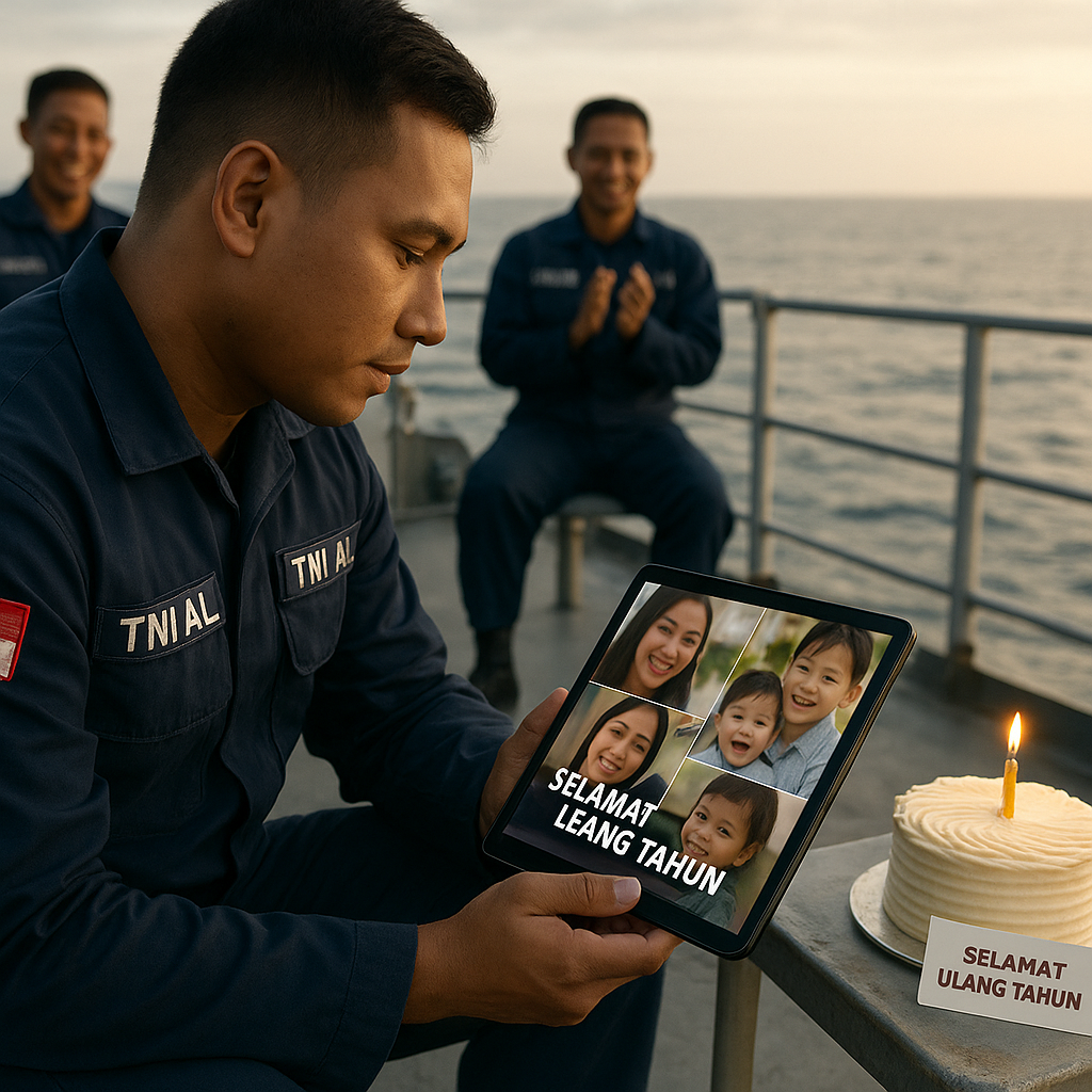 Kejutan Ulang Tahun dari Anak-anak untuk Prajurit AL yang Sedang Berlayar