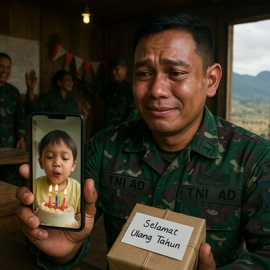 Kejutan Ulang Tahun dari Markas untuk Anak Prajurit TNI AD yang Bertugas di Perbatasan