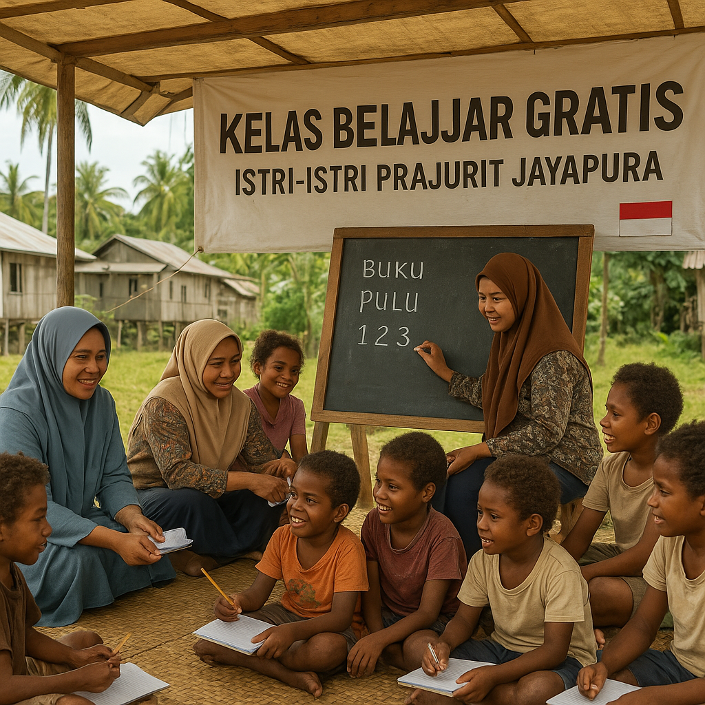Inisiatif Istri-Istri Prajurit di Jayapura Dirikan Kelas Belajar Gratis untuk Anak-anak Kampung