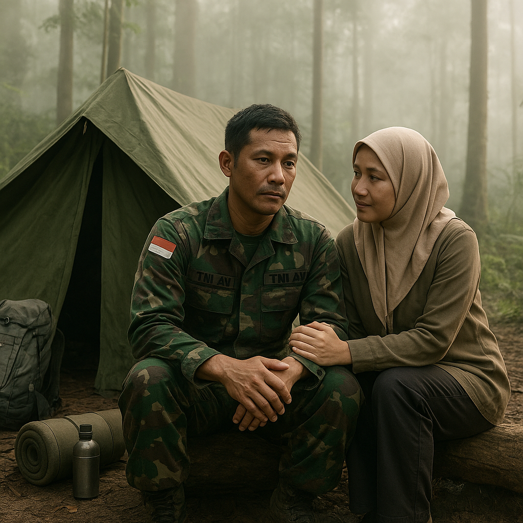 Istri Prajurit TNI AU Tinggal di Hutan Selama 2 Minggu Demi Menemani Suami Bertugas di Perbatasan