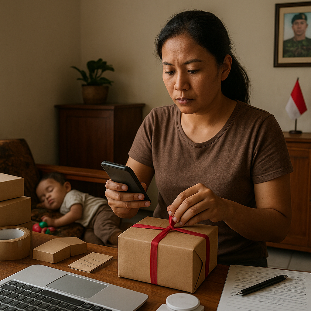Perjuangan Ekonomi Istri Prajurit yang Berjualan Online untuk Tambah Penghasilan Keluarga