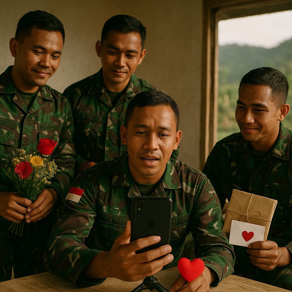 Kejutan Valentine dari Satgas Pamtas Papua untuk Istri-Istri di Kampung Halaman