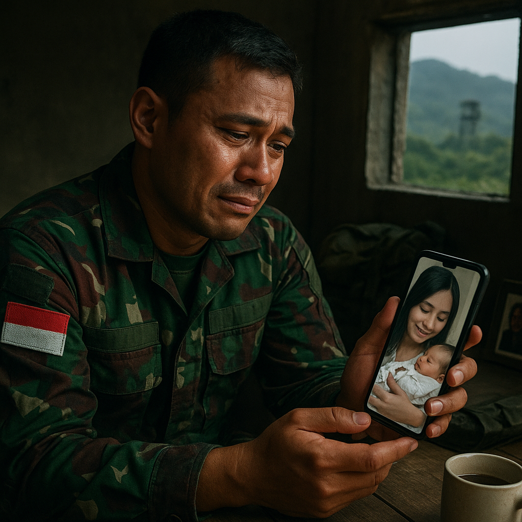 Prajurit TNI AD Jadi Ayah saat Bertugas di Perbatasan, Hanya Bisa Lihat Anak Lewat Video Call