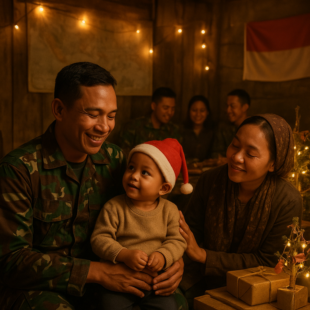 Natal di Pos Perbatasan: Prajurit dan Keluarga yang Diboyong Rayakan Momen Bersama dengan Sederhana