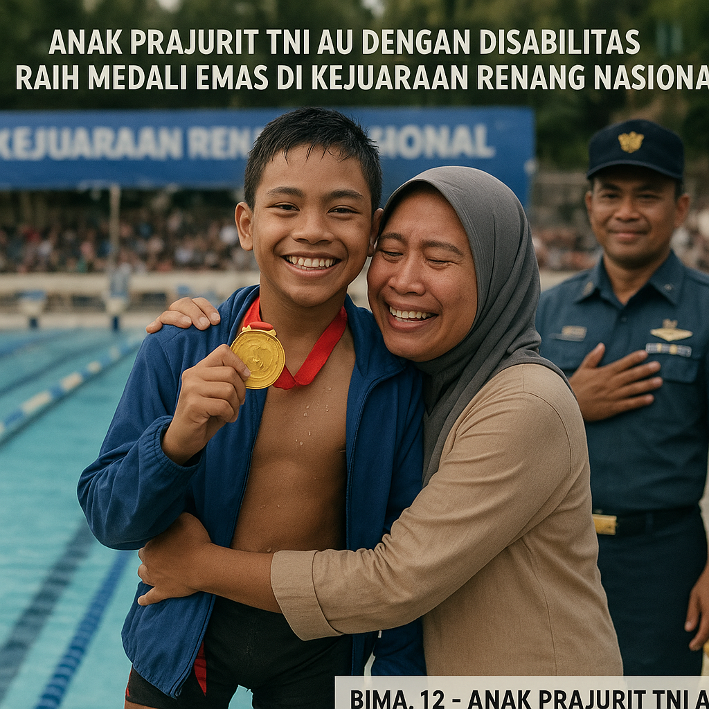 Anak Prajurit TNI AU dengan Disabilitas Raih Medali Emas di Kejuaraan Renang Nasional
