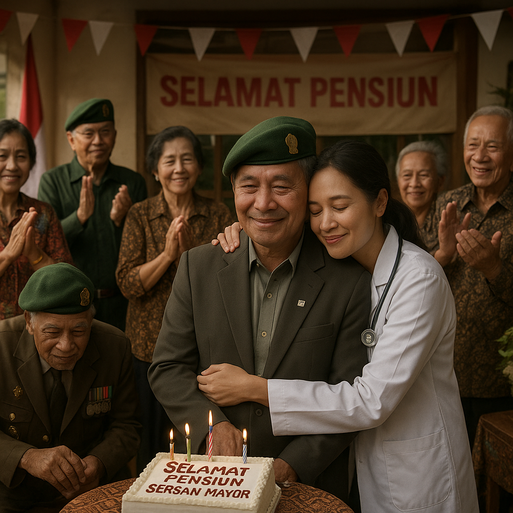 Prajurit TNI AD Pensiun, Anaknya yang Seorang Dokter Membuat Surprise Party dengan Tamu Para Veteran