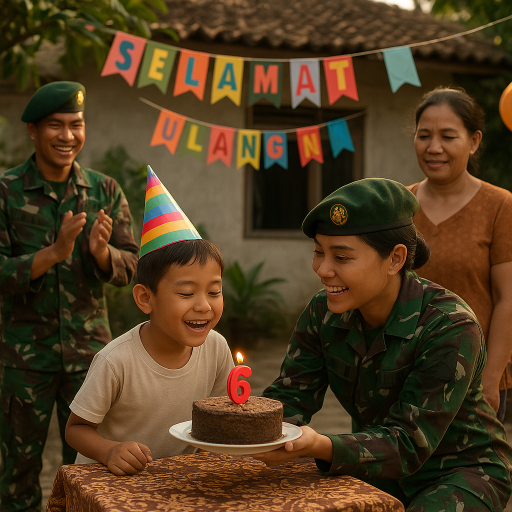 Kejutan Ultah dari Rekan TNI Bagi Anak Prajurit yang Ditinggal Ayah Tugas ke Papua