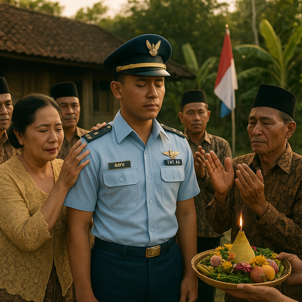 Upacara Pelepasan Prajurit TNI AU yang Diarak Keluarga dengan Tradisi Adat