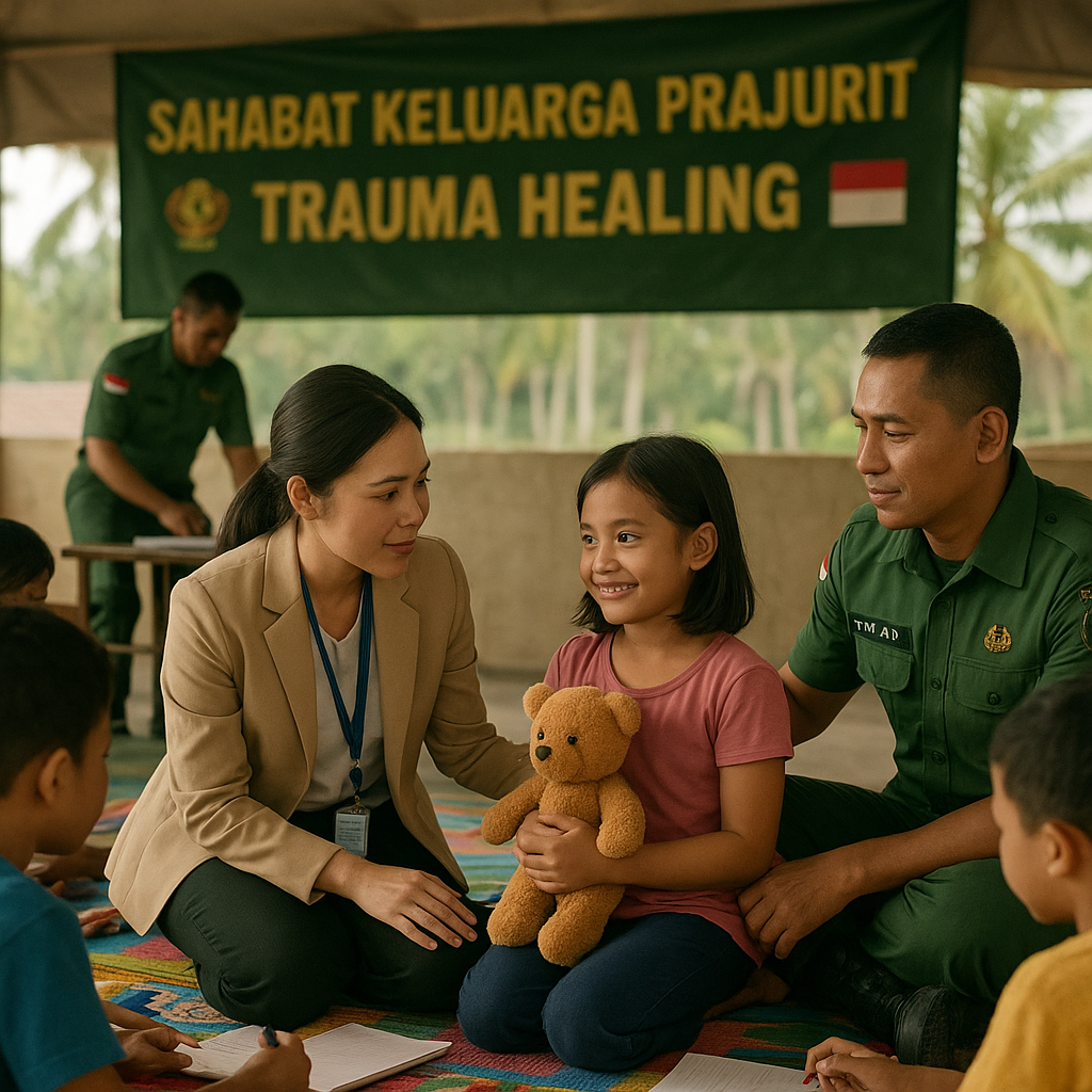 Program "Sahabat Keluarga Prajurit" TNI AD Gelar Trauma Healing untuk Anak Korban Bencana di Sulawesi