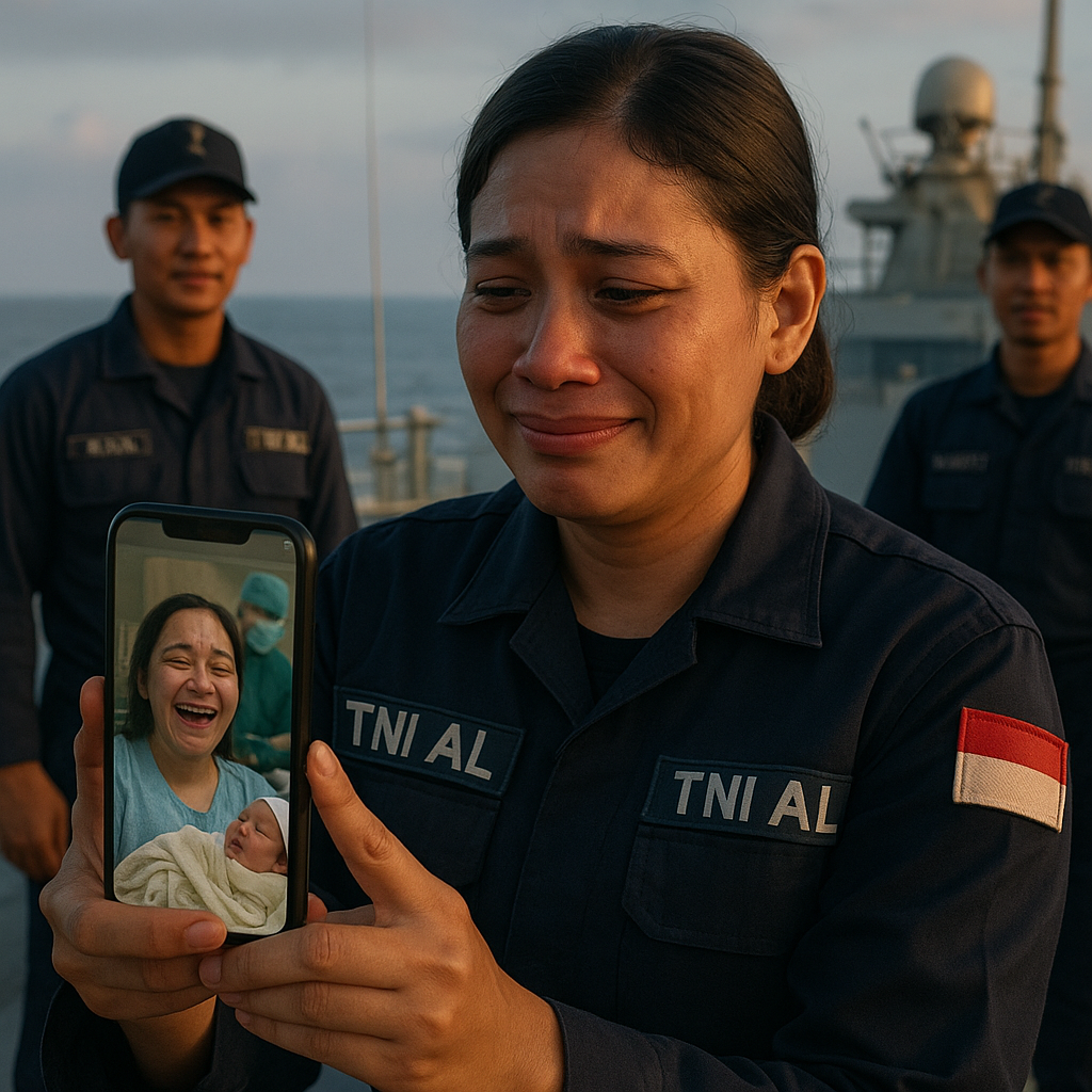 Momen Pertama Kali: Prajurit TNI AL Menyaksikan Kelahiran Anaknya via Video Call dari Kapal Perang