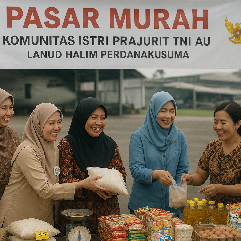 Komunitas Istri Prajurit TNI AU di Lanud Halim Gelar Pasar Murah untuk Ringankan Beban Ekonomi Keluarga