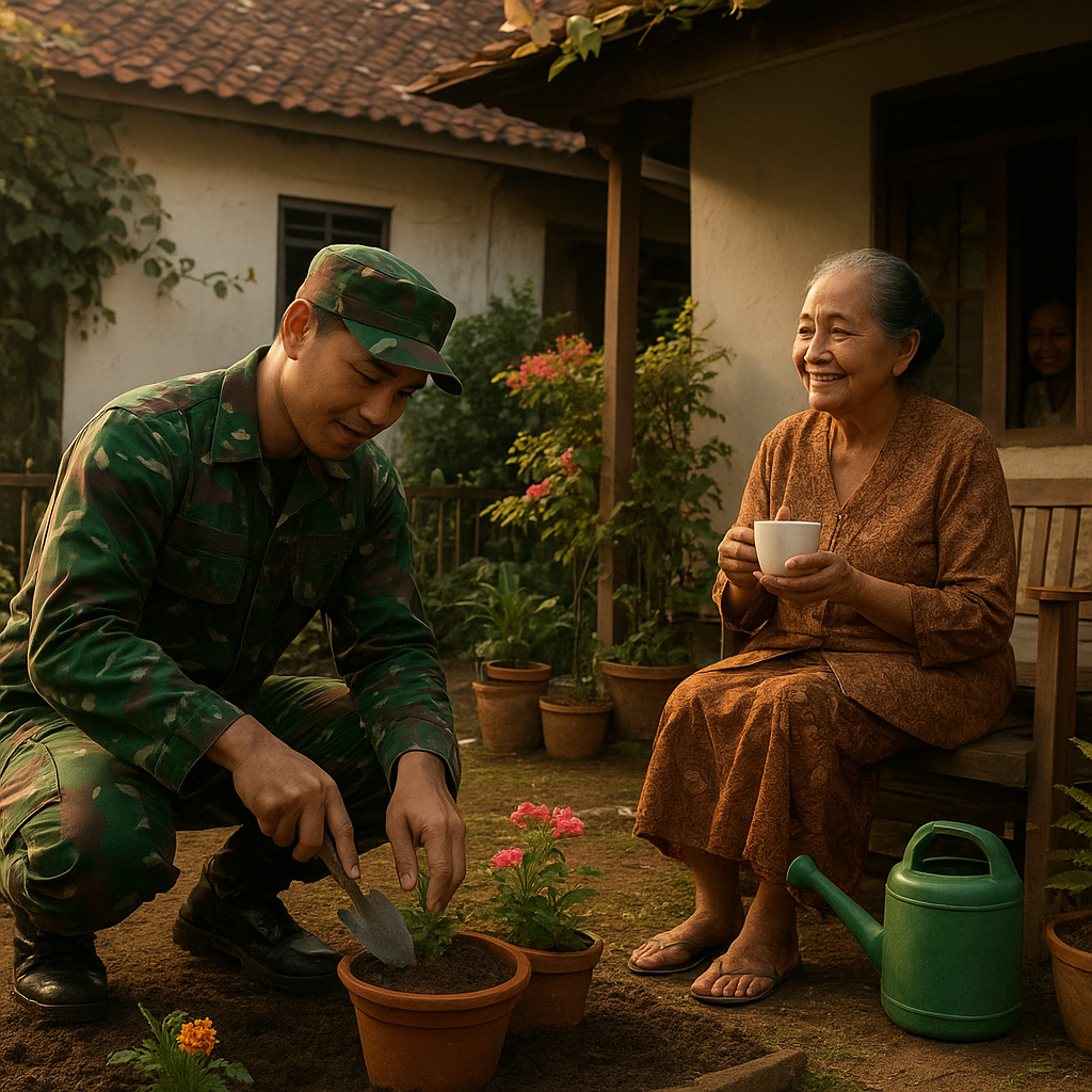 Taman untuk Ibu: Prajurit TNI AD di Bandung Menghijaukan Pekarangan Rumah untuk Ibu yang Sedang Sakit
