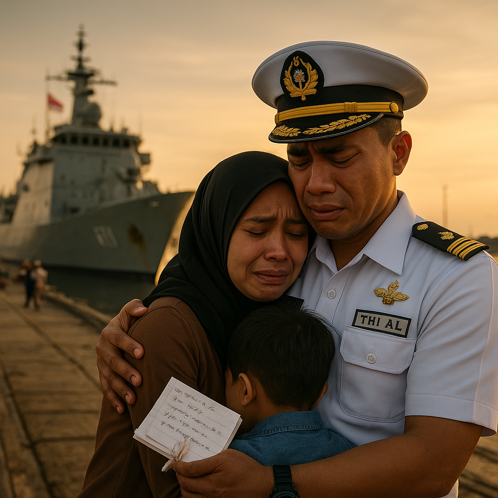 Kisah Haru Perwira TNI AL, Tinggalkan Istri dan Anak untuk Tugas di Kapal Perang, Komunikasi Hanya Lewat Surat