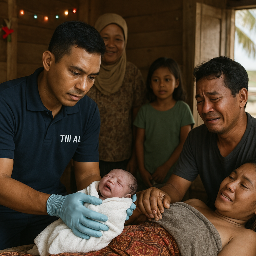 Prajurit TNI AL Bantu Persalinan Istri Warga di Pulau Terpencil saat Libur Natal
