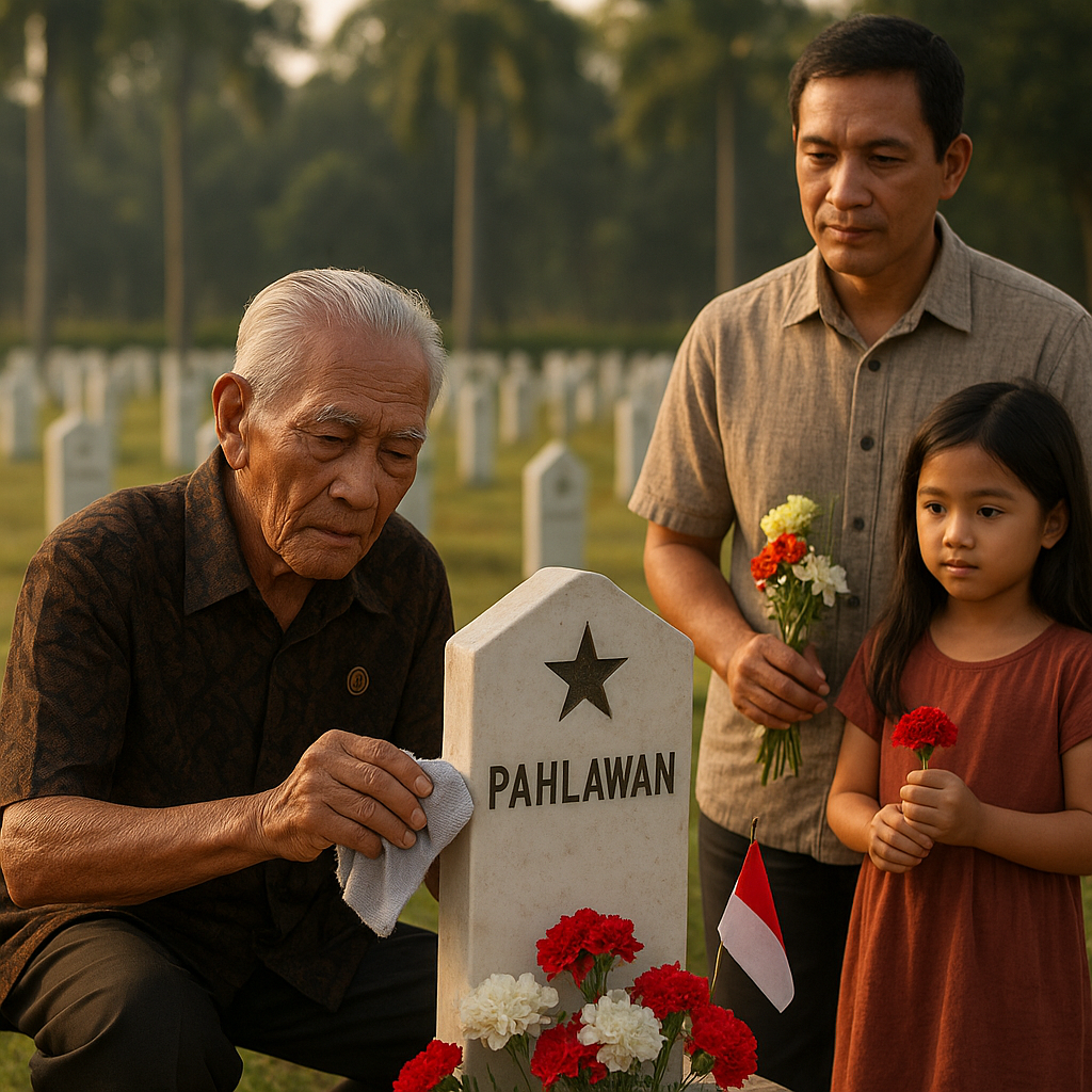 Kakek Mantan Prajurit TNI 90 Tahun Tetap Setia Jenguk Makam Rekan-Rekan di TMP