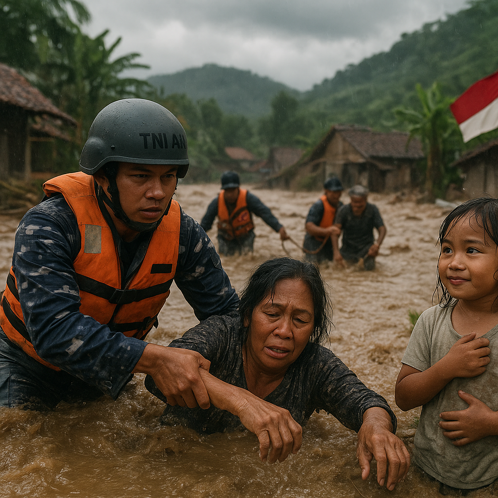 Prajurit TNI AL Selamatkan Warga Terjebak Banjir Bandang di Garut, Anaknya: Bapak Pahlawanku