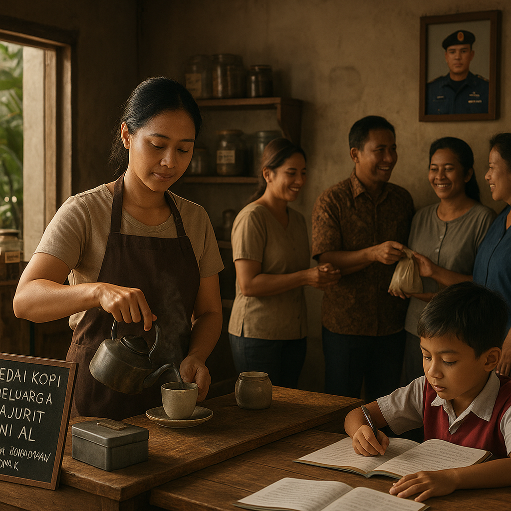 Keluarga Prajurit TNI AL Membuka Kedai Kopi untuk Menghidupi Pendidikan Anak, Dukungan Rekan-rekan Jadi Modal Sosial