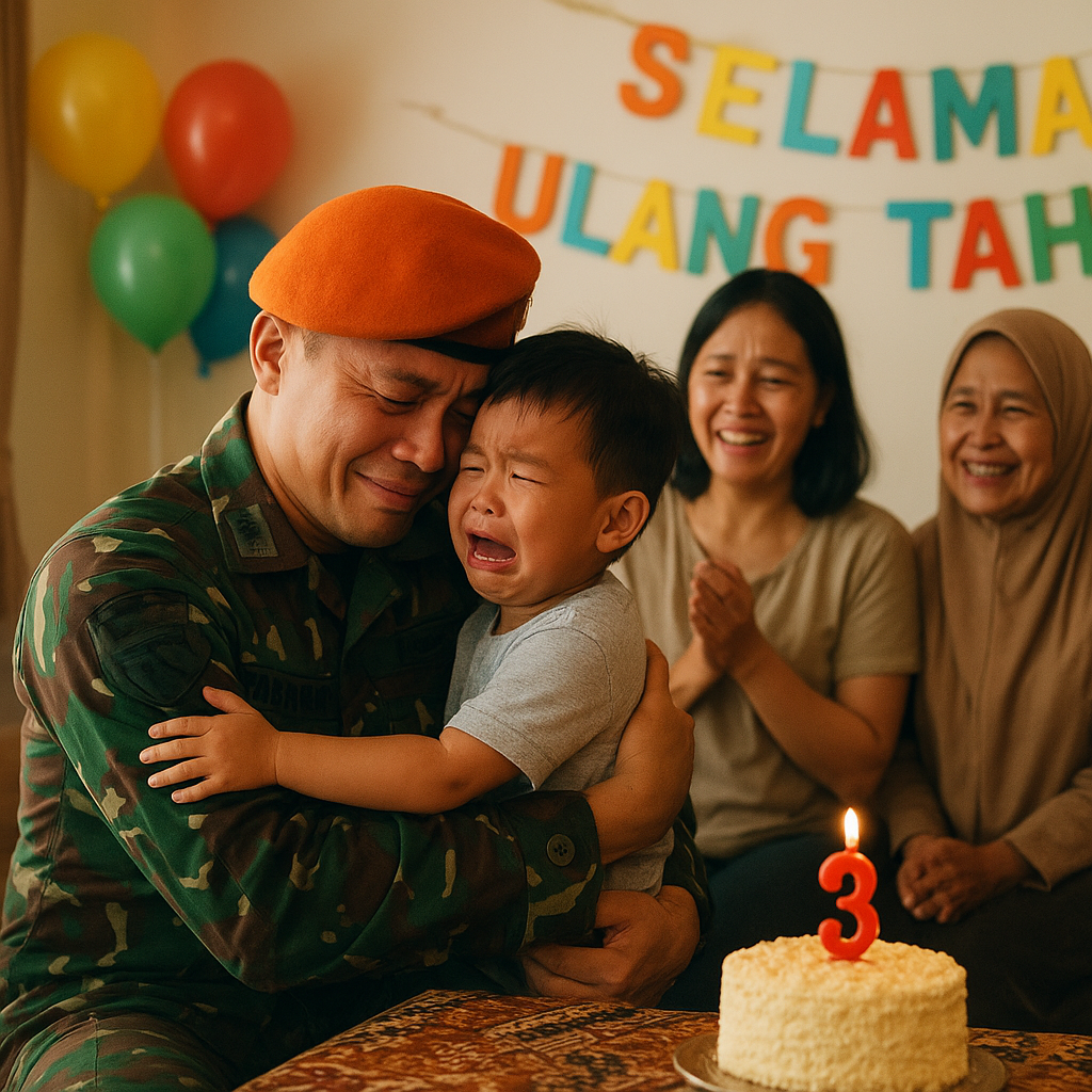 Kejutan Spesial di Hari Jadi Anak: Prajurit Paskhas Pulang dari Operasi di Papua