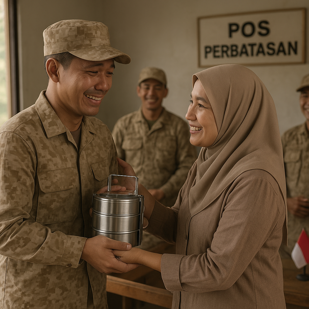 Momen Haru Istri Serdadu Beri Kejutan Makan Siang di Pos Perbatasan